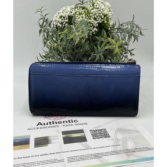 Kate Spade Authenticated Cedar Street Cosmic Blue Ombre Patent Nisha Wallet - Picture 7 of 12